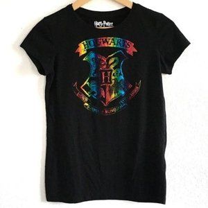 NWOT Hogwarts Metallic Rainbow Tee